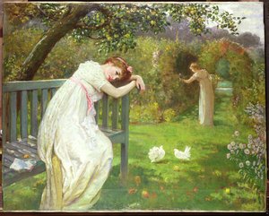 Zondagmiddag, dames in een tuin, c.1890 door English School